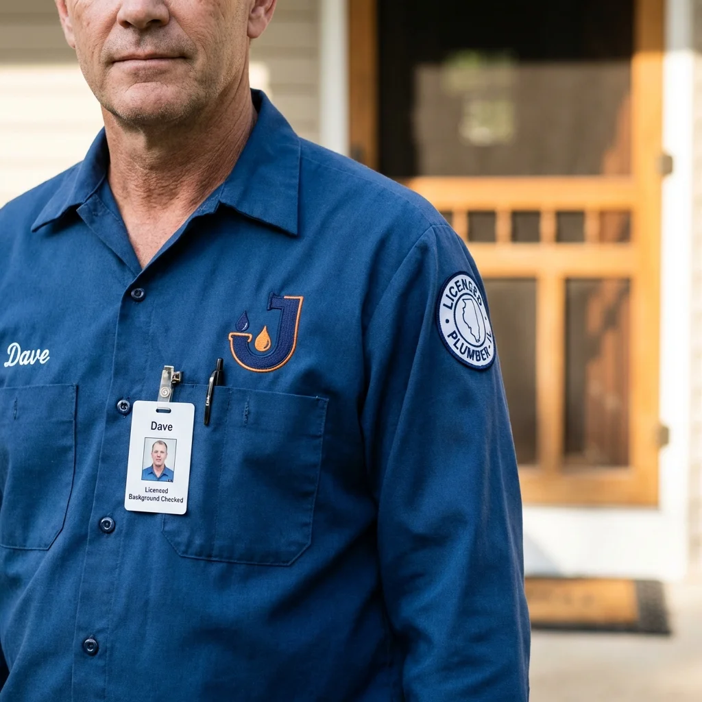 Licensed plumber showing ID badge in Renovo, PA