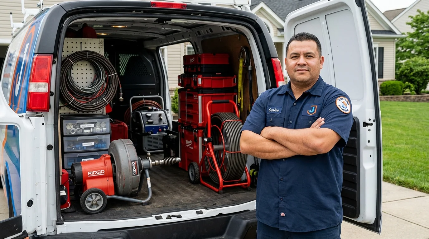 Professional drain cleaning equipment and Johns Plumbing LLC plumber in Renovo