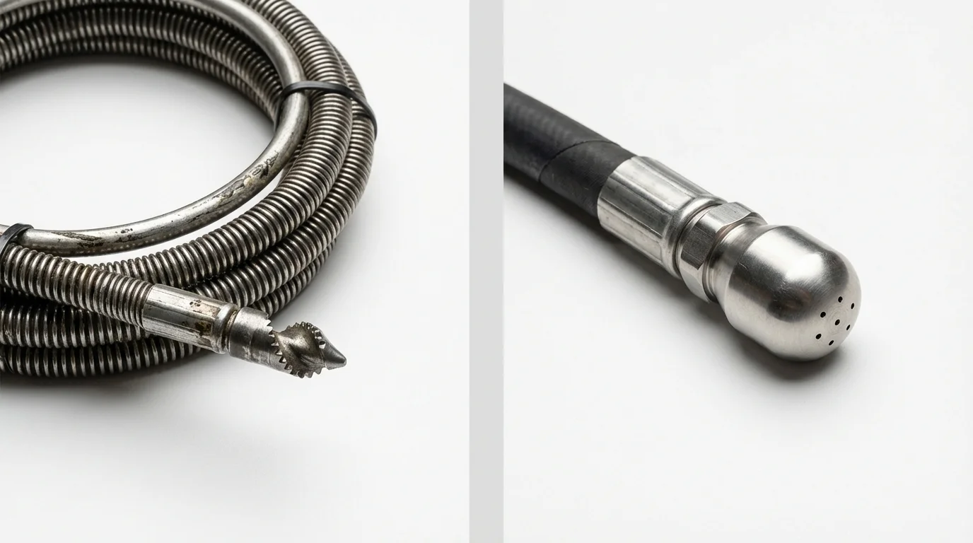 Drain snake cable and hydro jetting nozzle used for drain cleaning in Renovo, PA