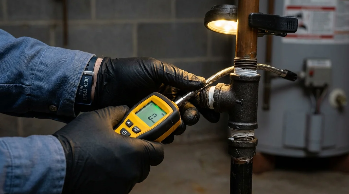 Gas leak detection with electronic sniffer by Johns Plumbing LLC in Renovo
