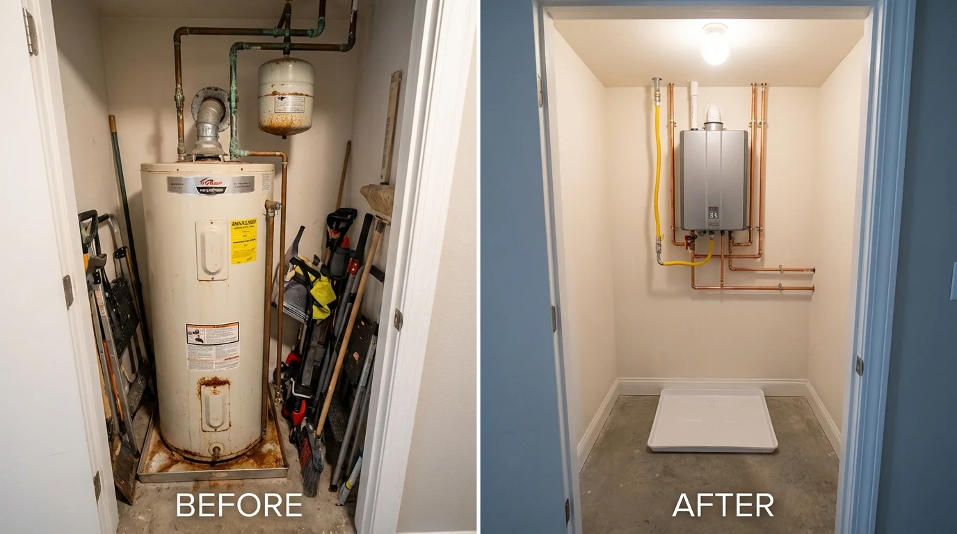 Tank water heater versus wall-mounted tankless unit comparison for Renovo, PA homeowners